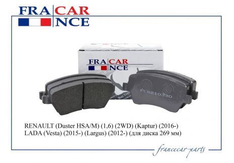Колодки тормозные дисковые перед. RENAULT (Duster 4Х2, Kaptur 4x2), LADA (Largus,VESTA) NISSAN (Micra III (K12), Note (E11)) FCR210330